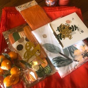 “A Little Cutie is On The Way” Baby Shower Lot-Decor/Cloth Napkins/Backdrop